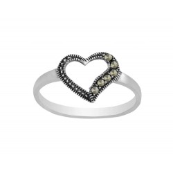 Marcasite Cut Out Heart Women's Ring